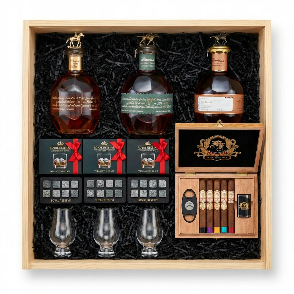 Blanton's Executive Crate – 3 Premium Editions with Cigars, Glasses & Whiskey Stones