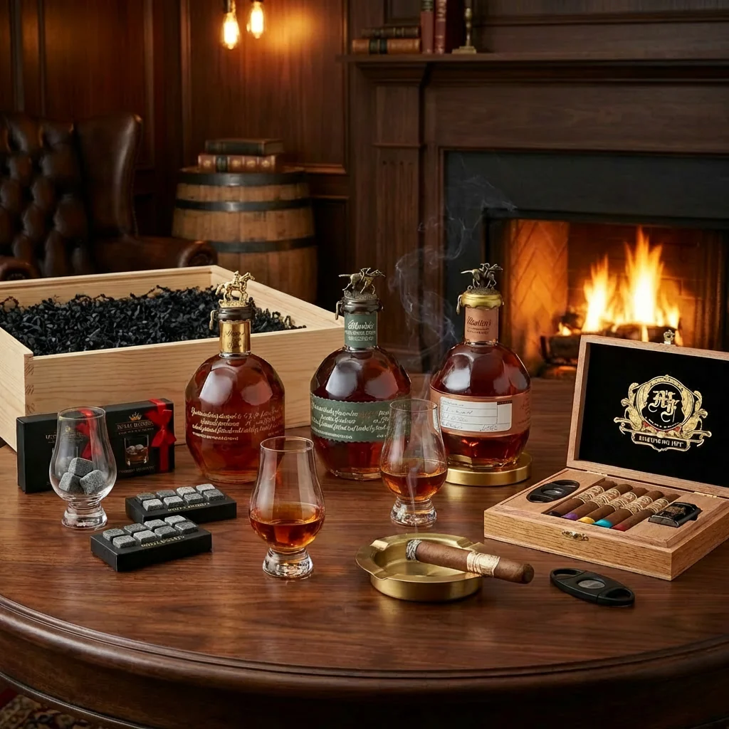 Blanton's Executive Crate – 3 Premium Editions with Cigars, Glasses & Whiskey Stones - Image 2