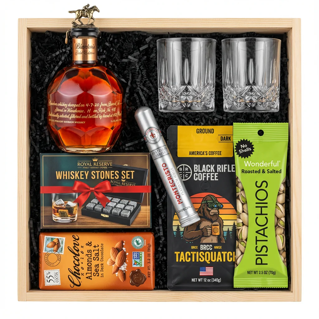 Blanton's Gold Edition Gift Crate – Bourbon, Glasses, Coffee, Chocolate, & Whiskey Stones (International Release)