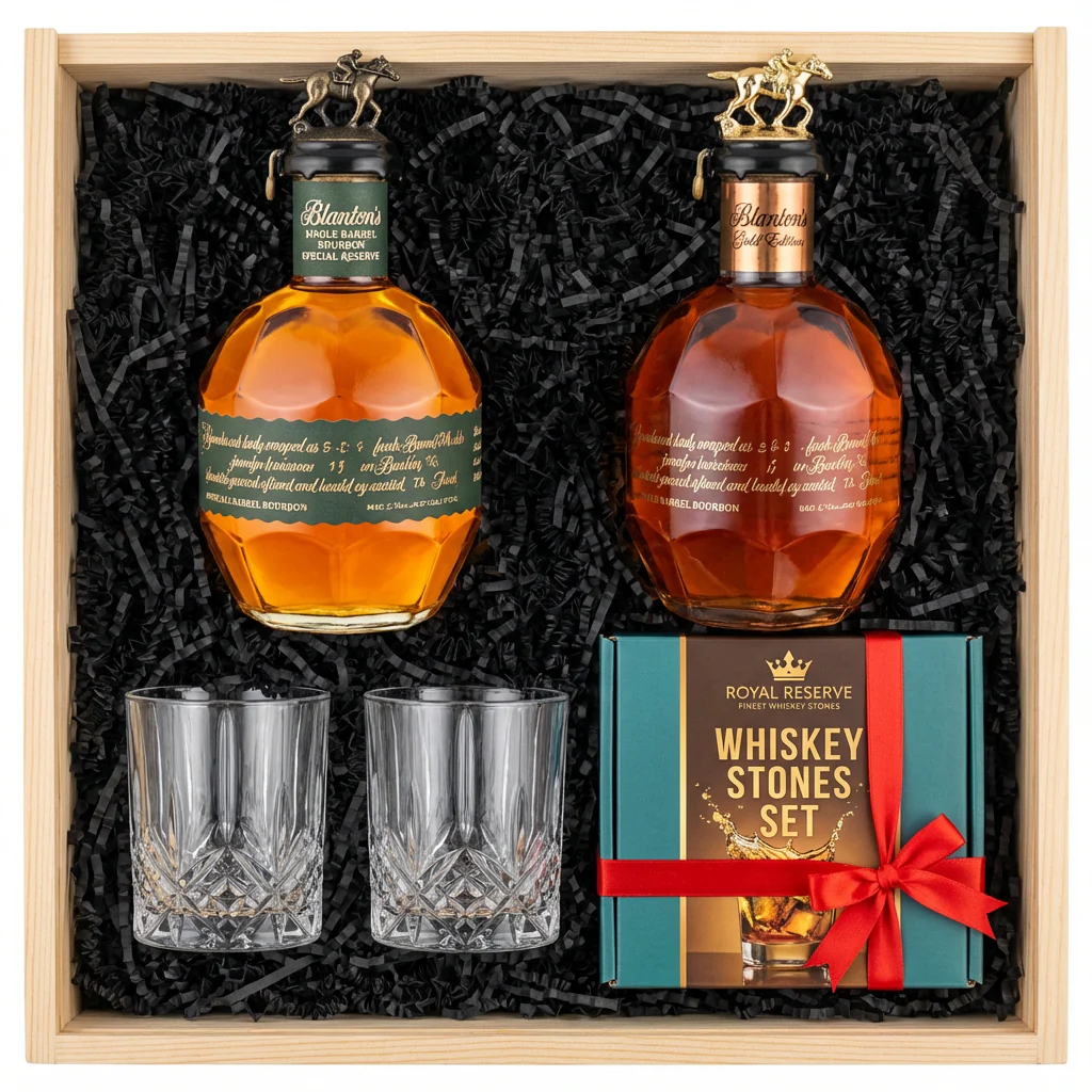 Blanton's Gold & Special Reserve Gift Crate – Bourbon, Glasses & Whiskey Stones (International Release)