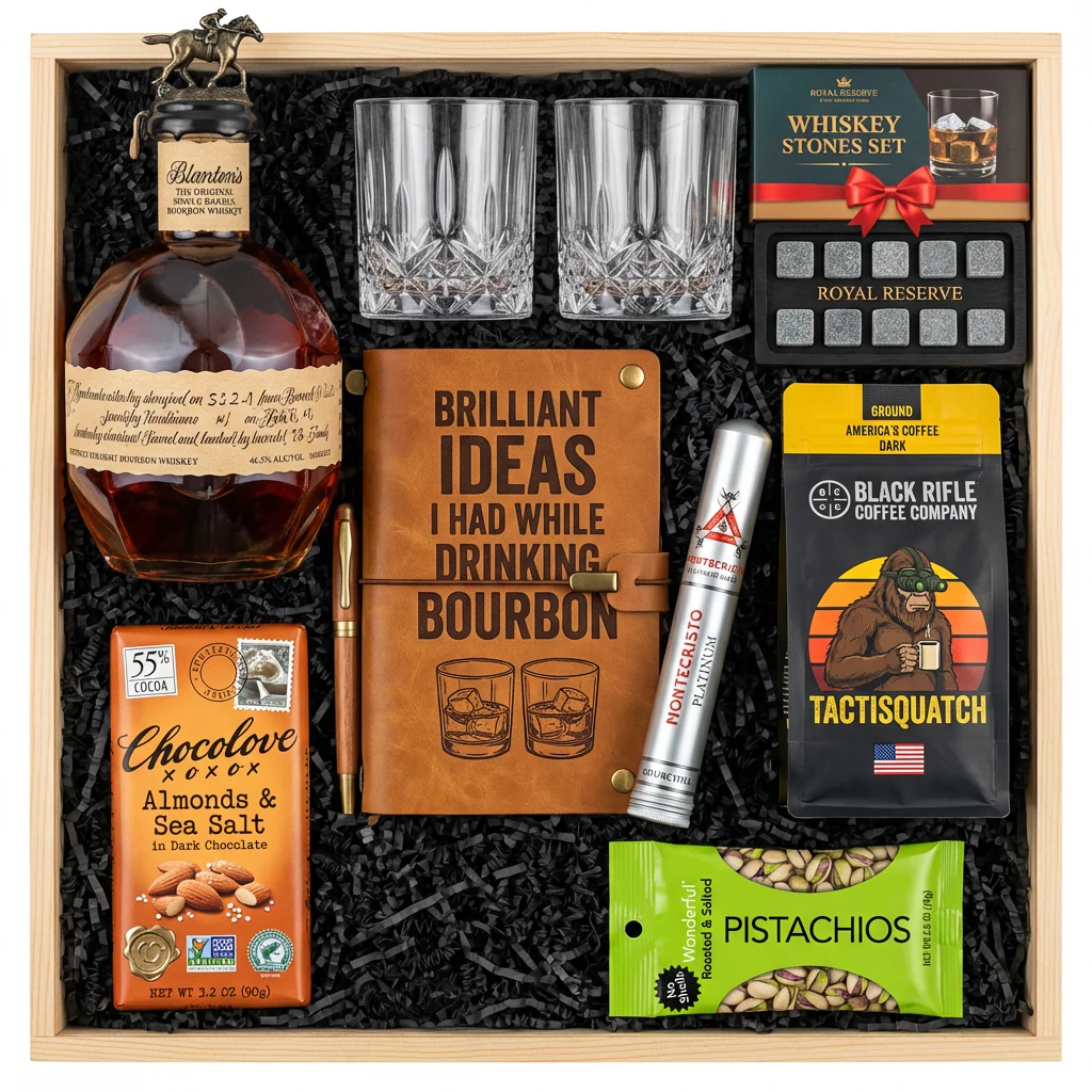 Blanton's Original Single Barrel Top Shelf Gift Crate – Bourbon, Coffee, Chocolate & Cigar Set