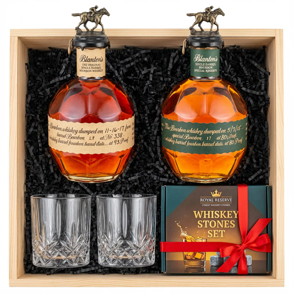 Blanton's Original & Special Reserve Gift Crate – Bourbon, Glasses & Whiskey Stones
