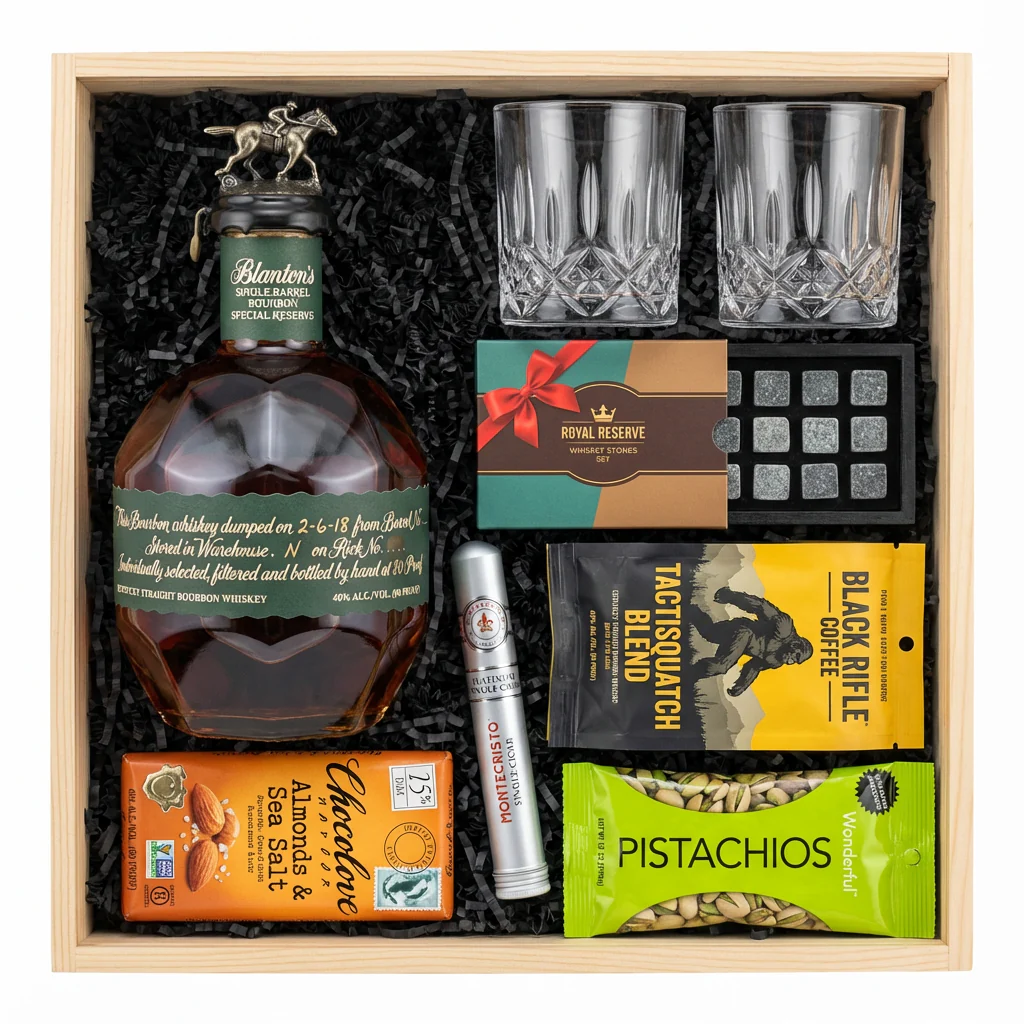 Blanton's Special Reserve Gift Crate – Bourbon, Glasses, Coffee, Chocolate & Whiskey Stones (International Release)