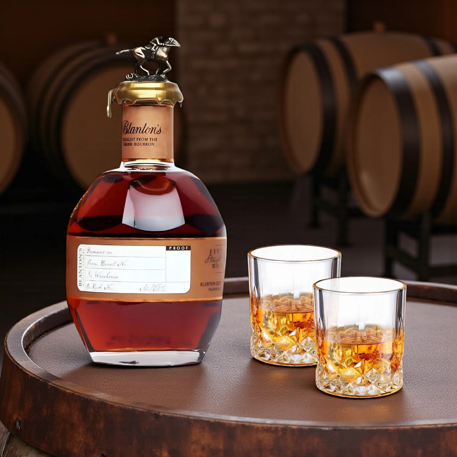 Blanton's Straight From the Barrel Bourbon – 700ml with 2 Old-Fashioned Glasses Gift Set - Image 2