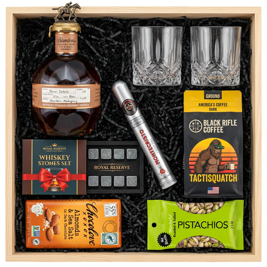 Blanton's Straight From the Barrel Gift Crate – Bourbon, Coffee, Chocolate & Whiskey Stones