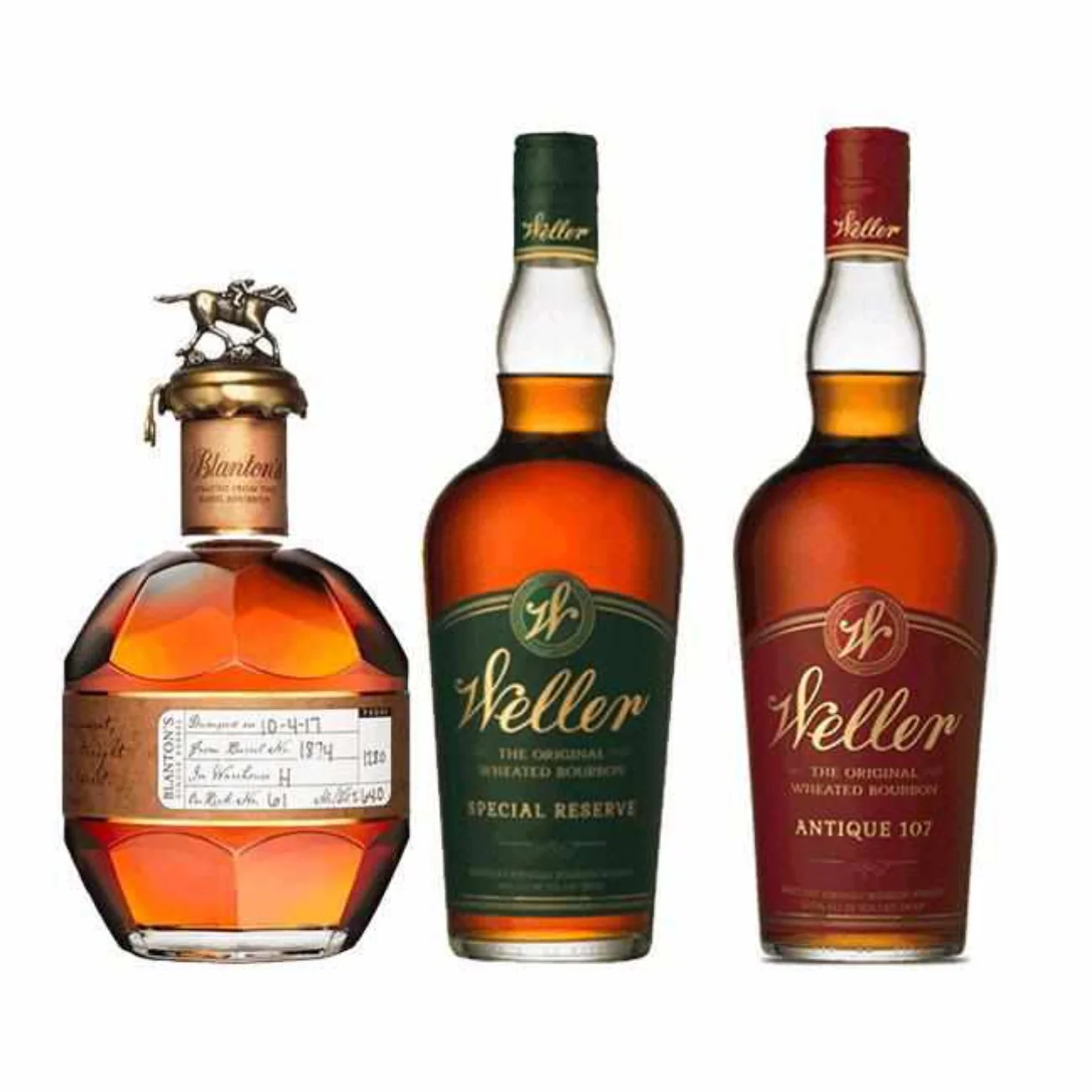 Weller Special Reserve, Weller Antique 107, and Blanton's Straight From the Barrel Bourbon Bundle (3 x 700ml/750ml)