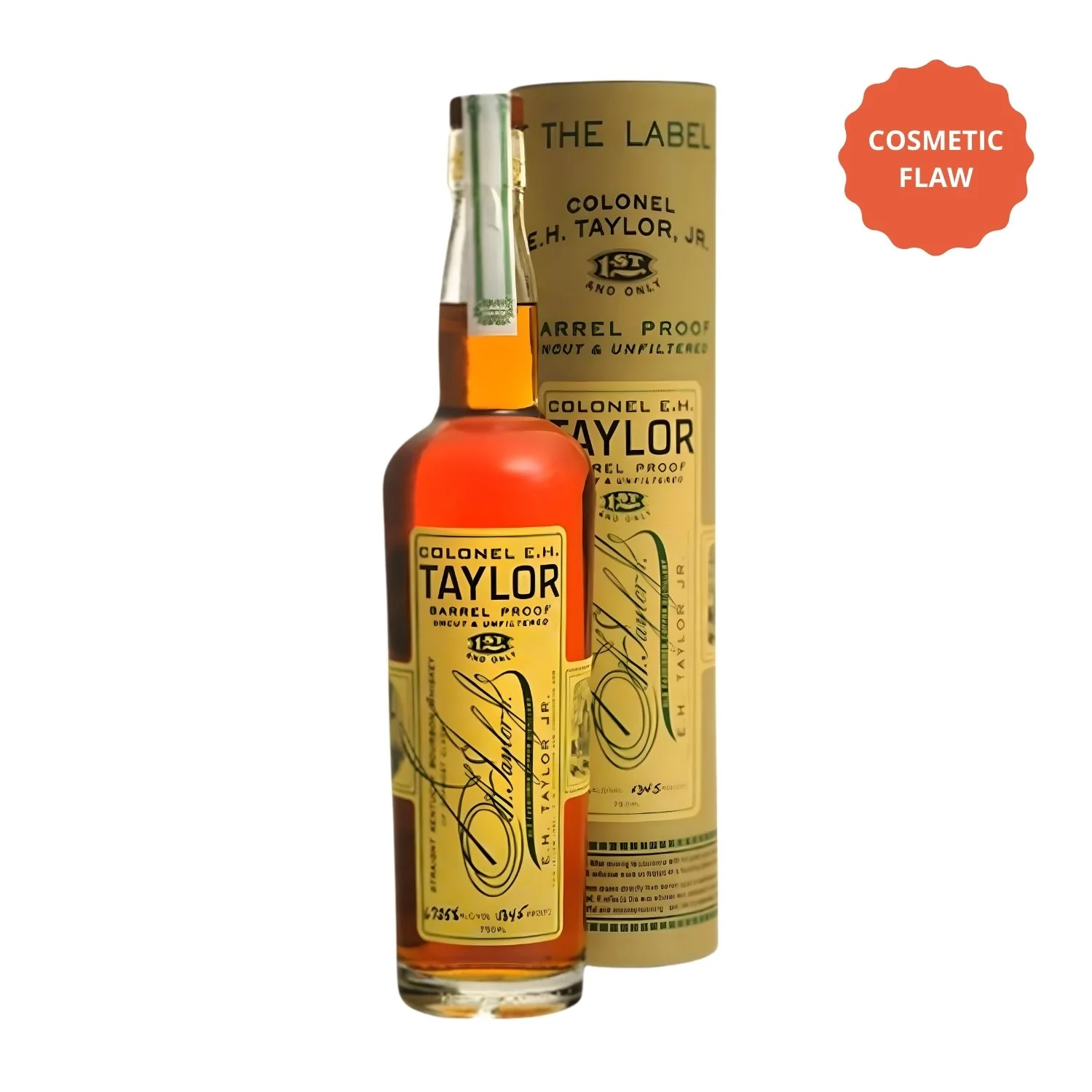 Colonel E.H. Taylor Barrel Proof Bourbon (Uncut & Unfiltered) – Cosmetic Flaw Bottle Deal (750ml)