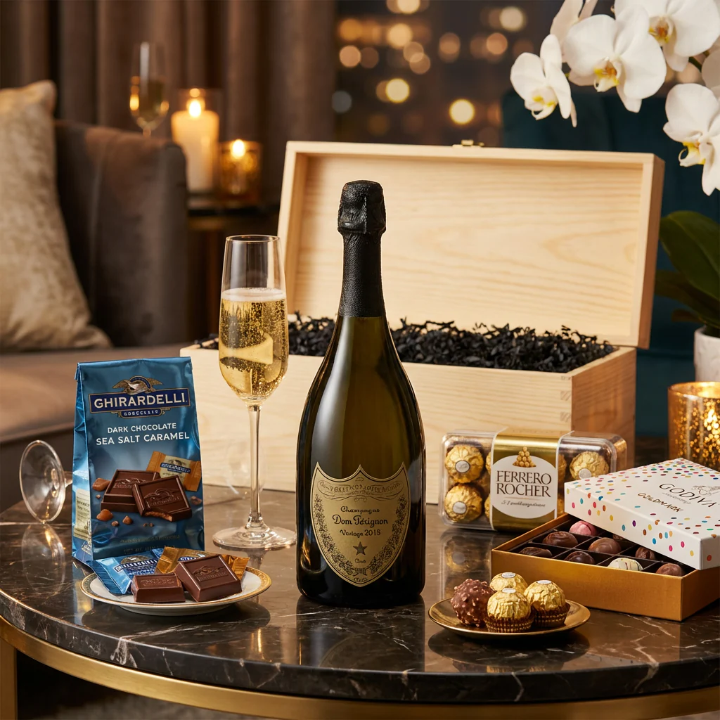 Dom Pérignon Champagne Gift Crate with Premium Chocolates (750ml) - Image 2