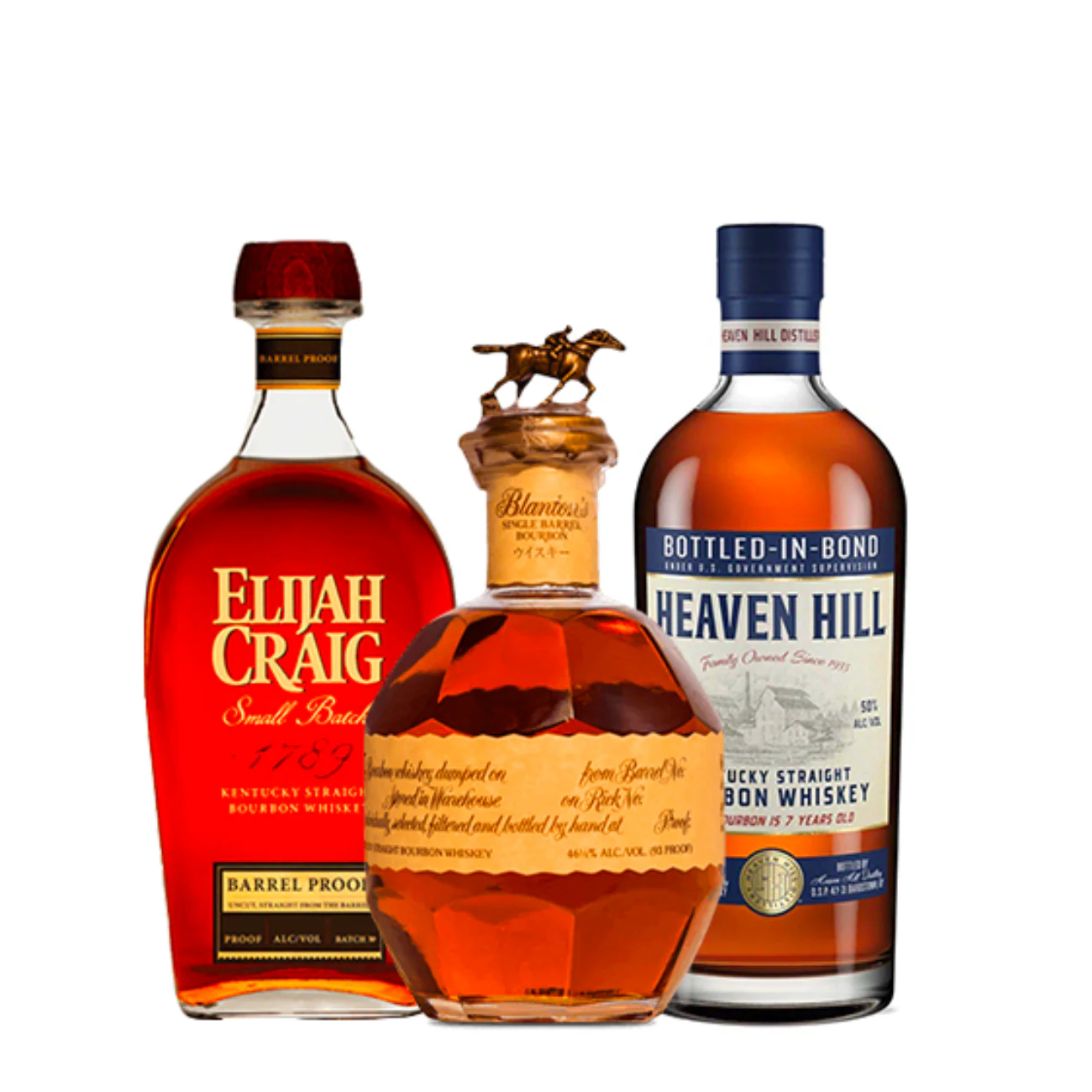 Daily Drinkers Bourbon Bundle – Blanton's Single Barrel, Heaven Hill, Elijah Craig