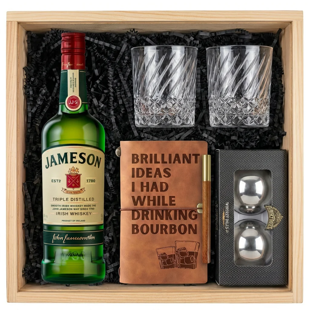 Jameson Irish Whiskey Gift Crate – Whiskey, Glasses, Journal & Whiskey Balls
