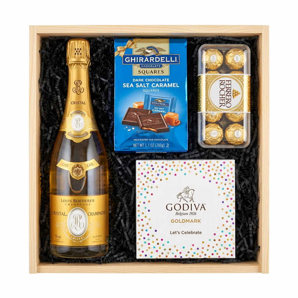 Louis Roederer Cristal Champagne & Chocolate Celebration Gift Crate