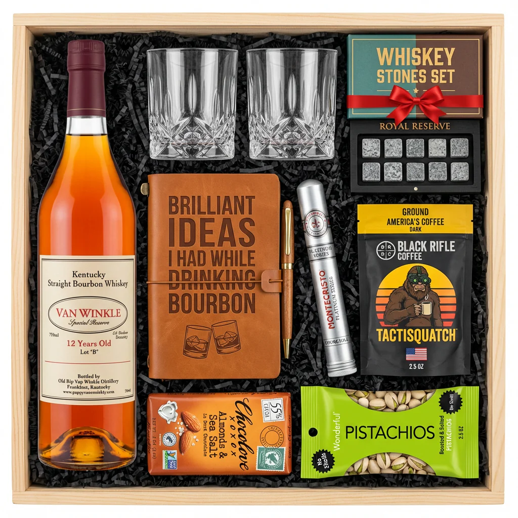 Pappy Van Winkle 12 Year Lot B Top Shelf Gift Crate – Bourbon, Glasses, Journal & More