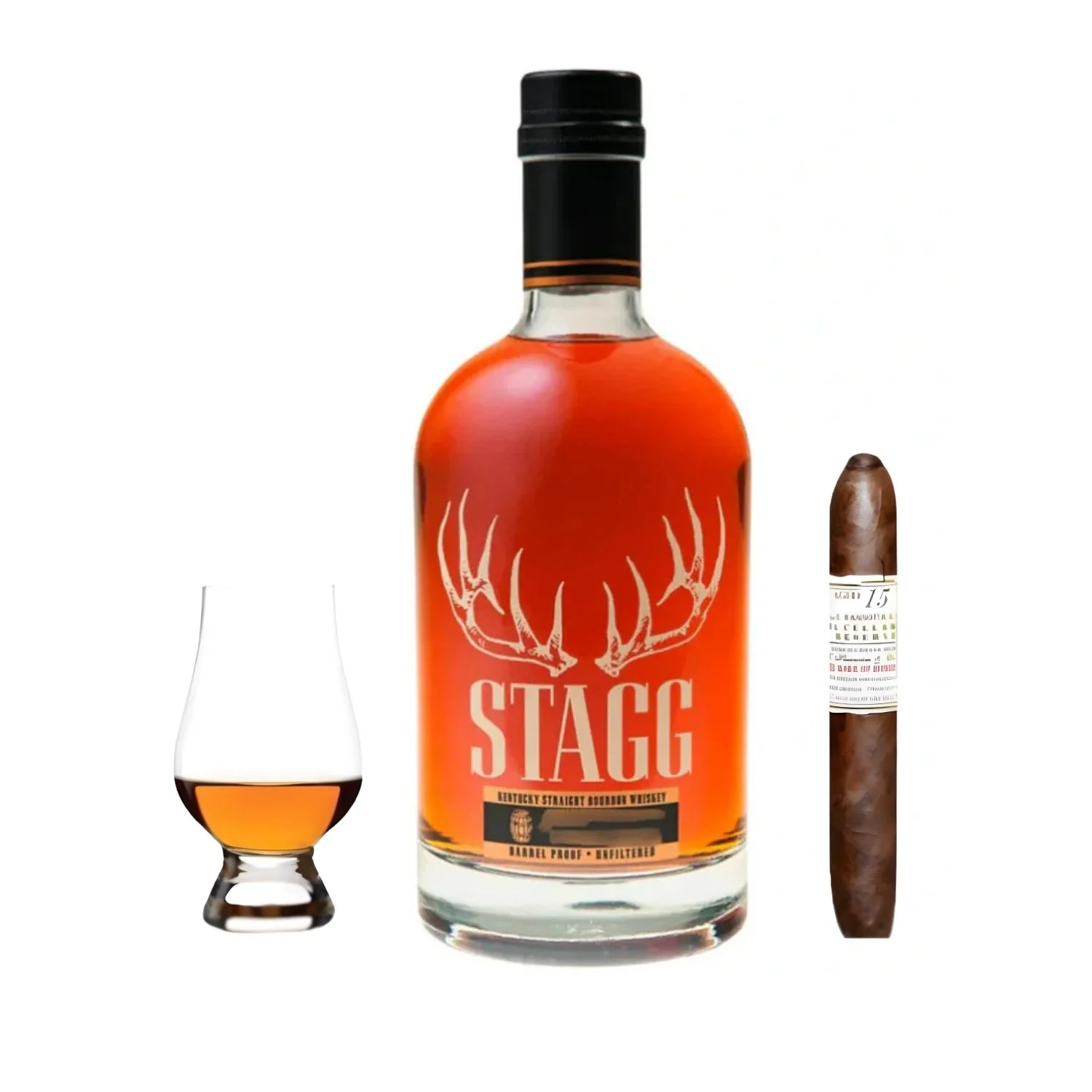 Stagg Batch Bourbon, Premium Cigar & Glencairn Glass Gift Set