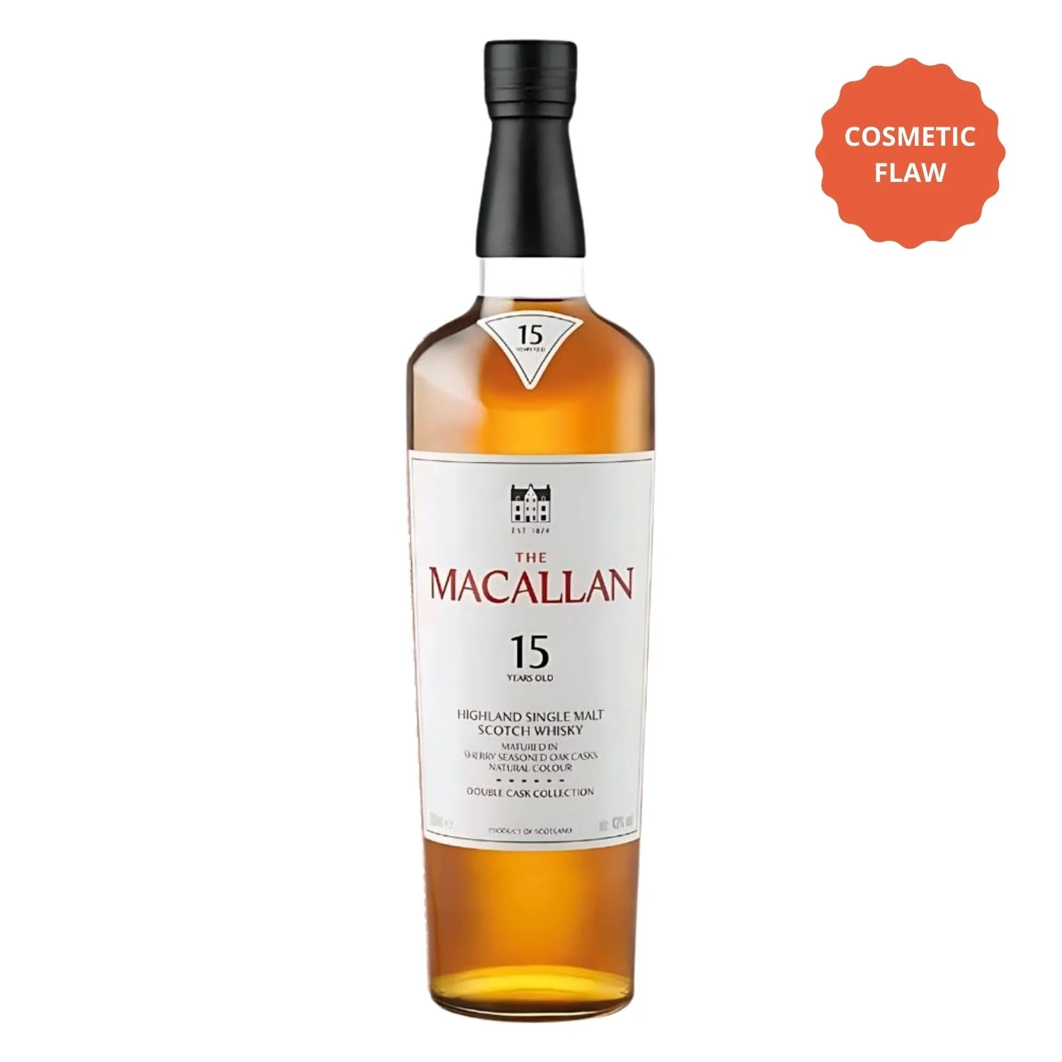 The Macallan 15 Year Double Oak Single Malt Scotch Whisky – Cosmetic Flaw Bottle Deal (750ml)
