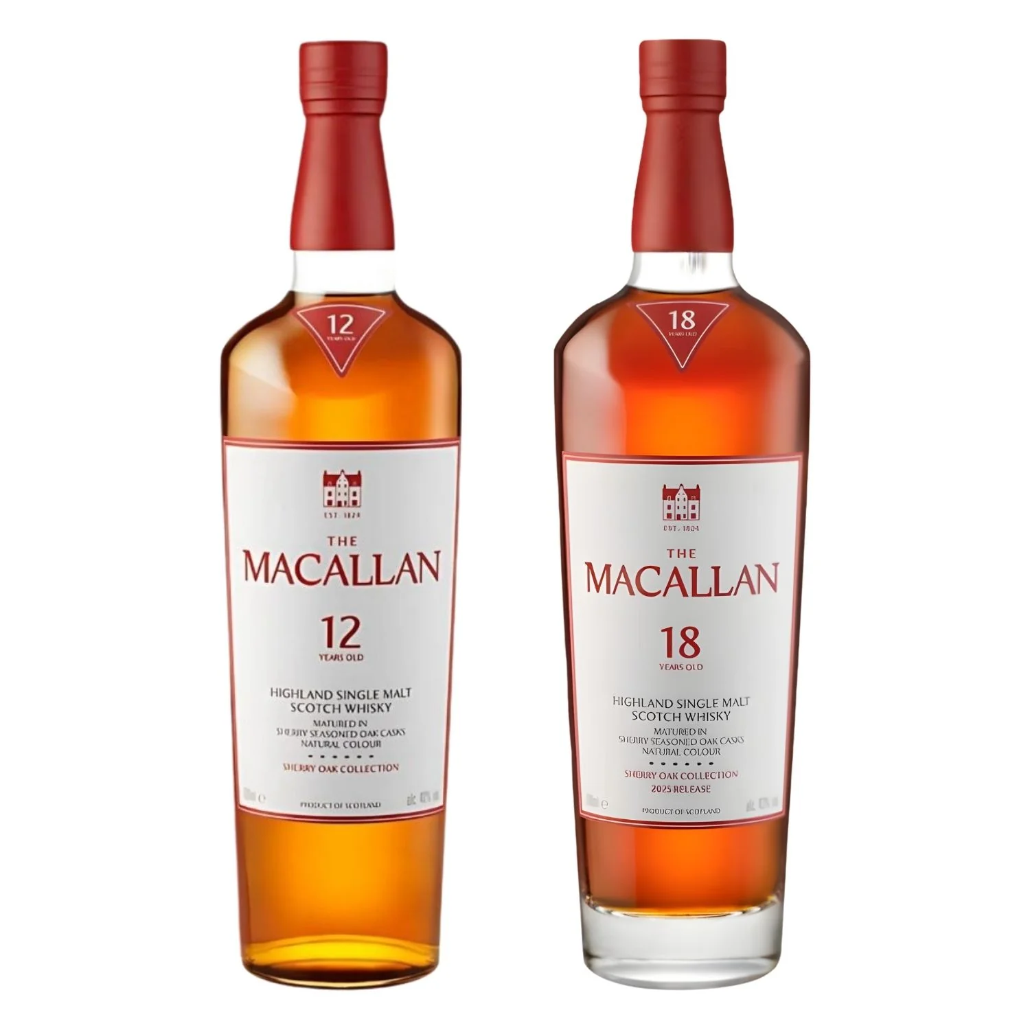 The Macallan Sherry Oak Bundle – 12 Year & 18 Year Single Malt Scotch Whisky (2 x 750ml)