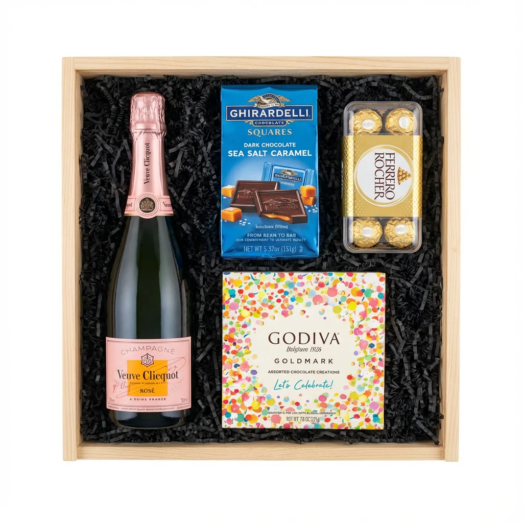 Veuve Clicquot Rosé Champagne & Chocolate Celebration Gift Crate
