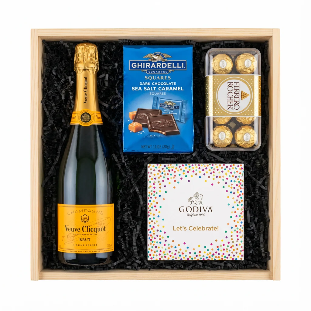 Veuve Clicquot Yellow Label Brut Champagne & Chocolate Celebration Gift Crate