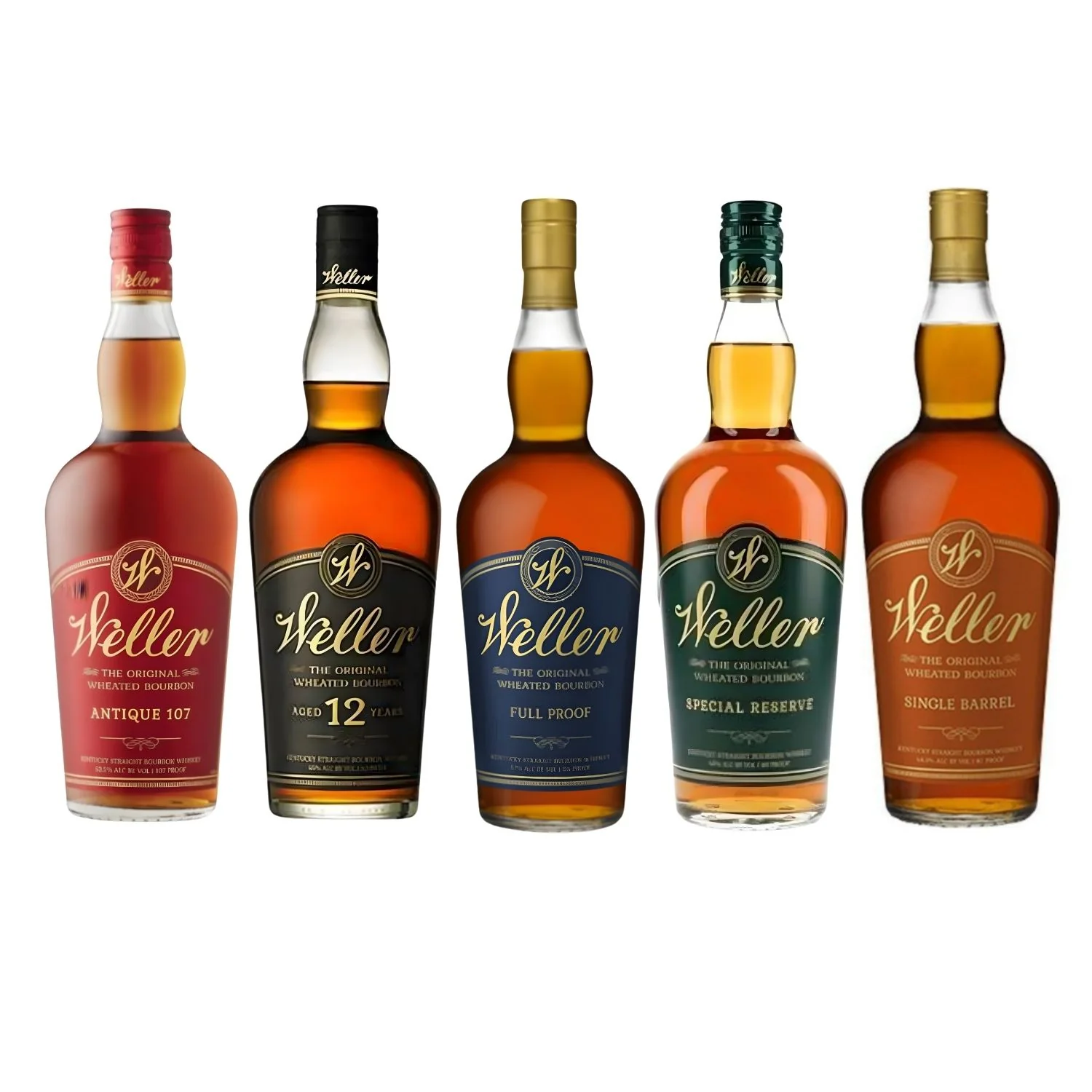 W.L. Weller Collector's Bundle – Full Proof, Special Reserve, 107, 12 Year & Single Barrel (5 x 750ml)