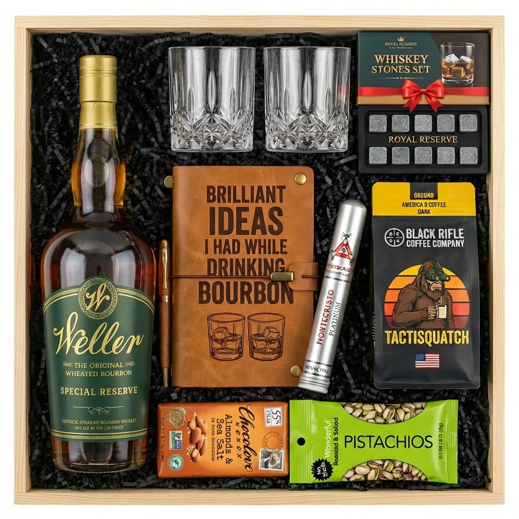 W.L. Weller Special Reserve Gold Foil Edition – Top Shelf Gift Crate – Whiskey, Coffee & Premium Accessories